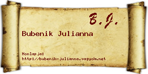 Bubenik Julianna névjegykártya